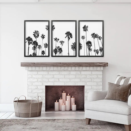 Black White Palm Trees Triptych
