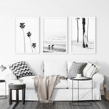 Modern Black White Ocean Surfing Wall Art Set