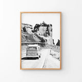 Black White Van Camper Poster. Utah National Park Wall Art