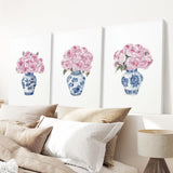 Blue Chinoiserie Watercolor Roses Art Print Set