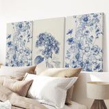 Chinoiserie Blue Flowers Watercolor Poster Decor