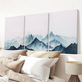 Modern Blue Watercolor Mountain Landscape Prints