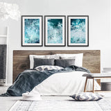 3 Piece Blue Minimalist Ocean Waves Large Wall Decor