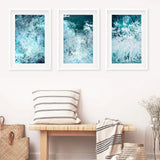 3 Piece Blue Minimalist Ocean Waves Large Wall Decor