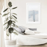 Blue Surfboard Print. Ocean Beach Wall Art