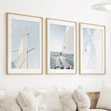 Nautical 3 Piece Wall Art. Sailing at Sea on a Yacht