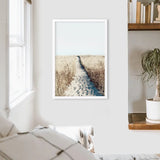 Calm Beach Wall Art Print. Sand Dunes, Dried Grass