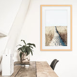 Calm Beach Wall Art Print. Sand Dunes, Dried Grass