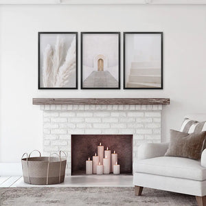 Contemporary Aesthetic Wall Art. Pampas Grass, Stairs, Door