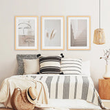 Boho Minimalist Wall Art Set. Abstract Faces, Grass, Stairs