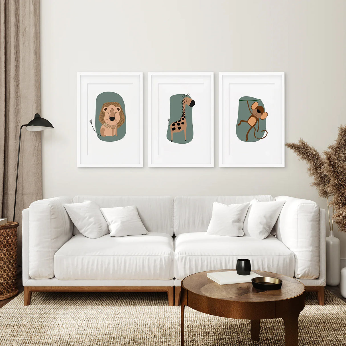 Cute Safari Baby Animals Set of 3 Art Prints