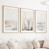 Beige Boho Beach Wall Art. Set of 3 Prints