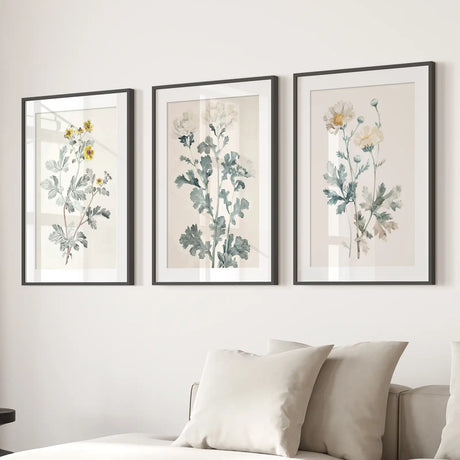 Meadow Flower Watercolor Wall Art Poster Set