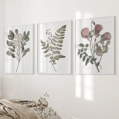 Floral Plant Vintage Decor. Botanical Neutral Art