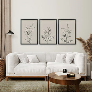 3 Piece Contemporary Art Set of Posters. One Line Drawing