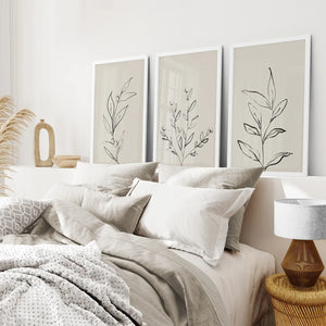 3 Piece Contemporary Art Set of Posters. One Line Drawing