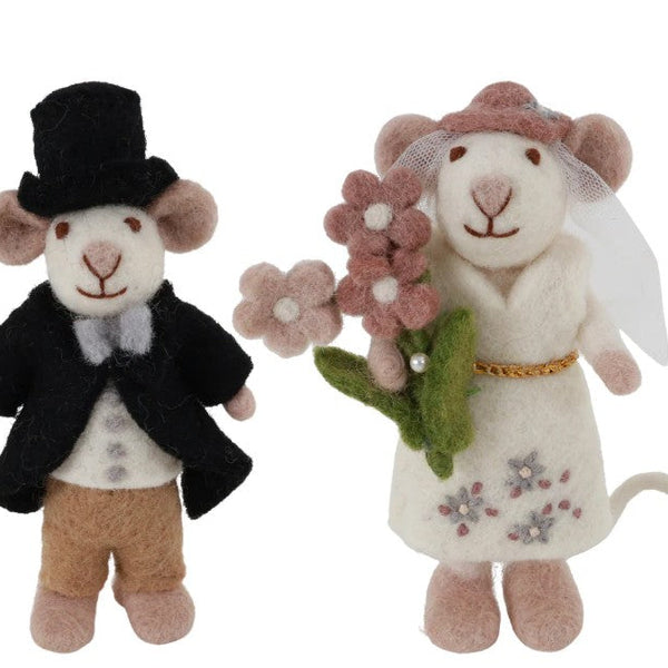 Felt Figurines - Bride & Groom Mouse Couple