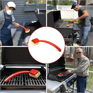 Bristle-Free Grill Steam Cleaner Brush with Long Handle