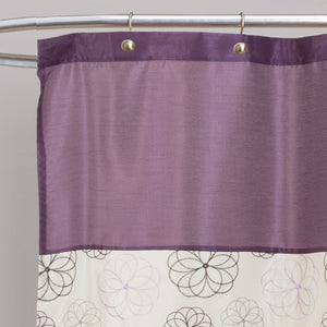 Covina Shower Curtain in Purple with Floral Embroidery