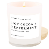Hot Cocoa and Peppermint Soy Candle - White Jar - 11 oz