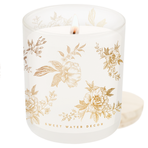 Gold Delft Soy Candle - White Translucent Tinted Glass Jar - 12 oz