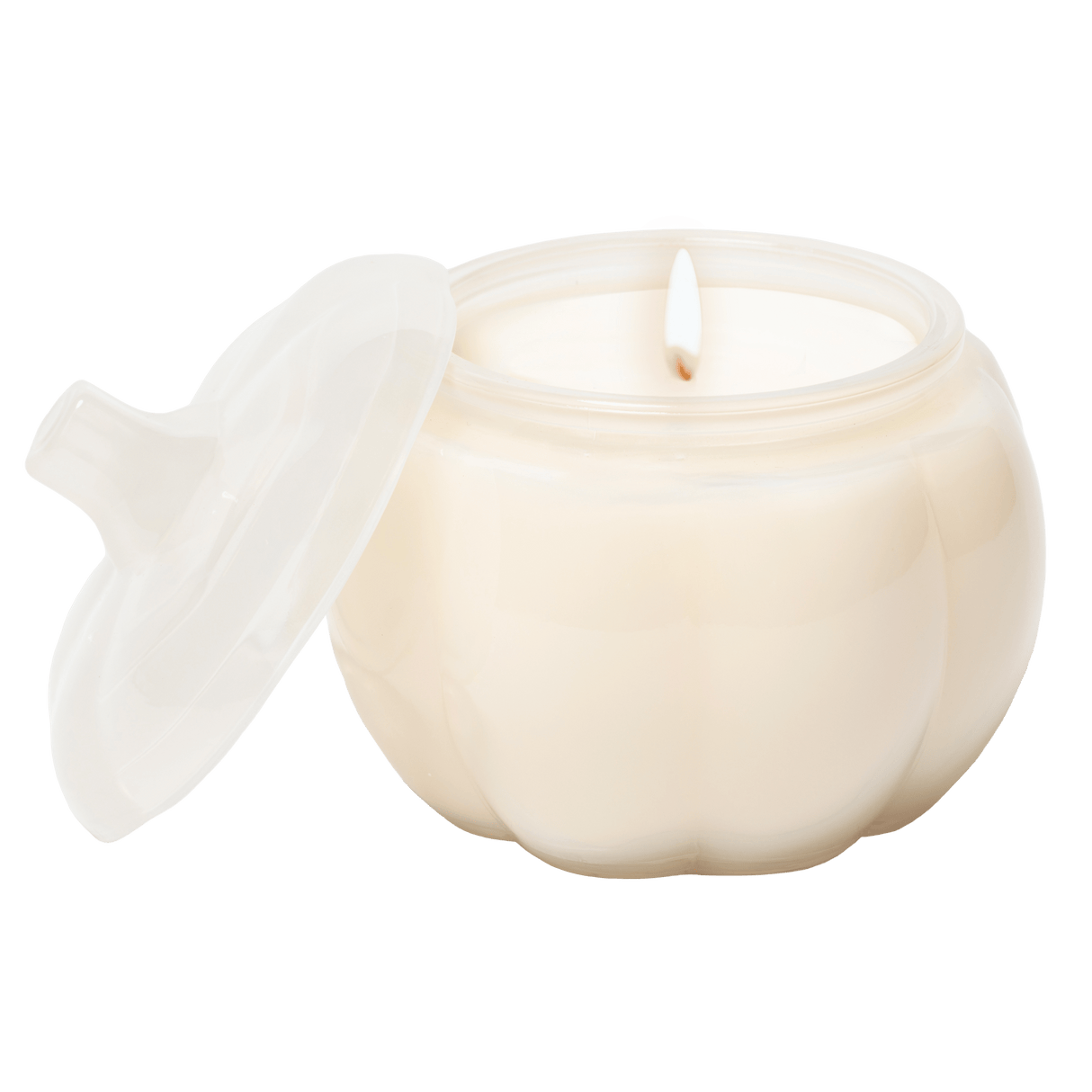 Warm and Cozy Soy Candle - White Translucent Glass Pumpkin Jar - 20 oz