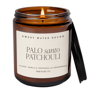 Palo Santo Patchouli Soy Candle - Amber Jar - 9 oz