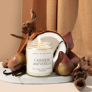 Cashmere and Vanilla Soy Candle - 9 oz Clear Jar