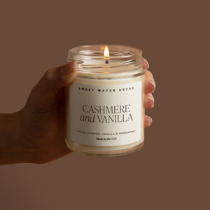 Cashmere and Vanilla Soy Candle - 9 oz Clear Jar