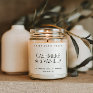 Cashmere and Vanilla Soy Candle - 9 oz Clear Jar