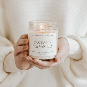 Cashmere and Vanilla Soy Candle - 9 oz Clear Jar