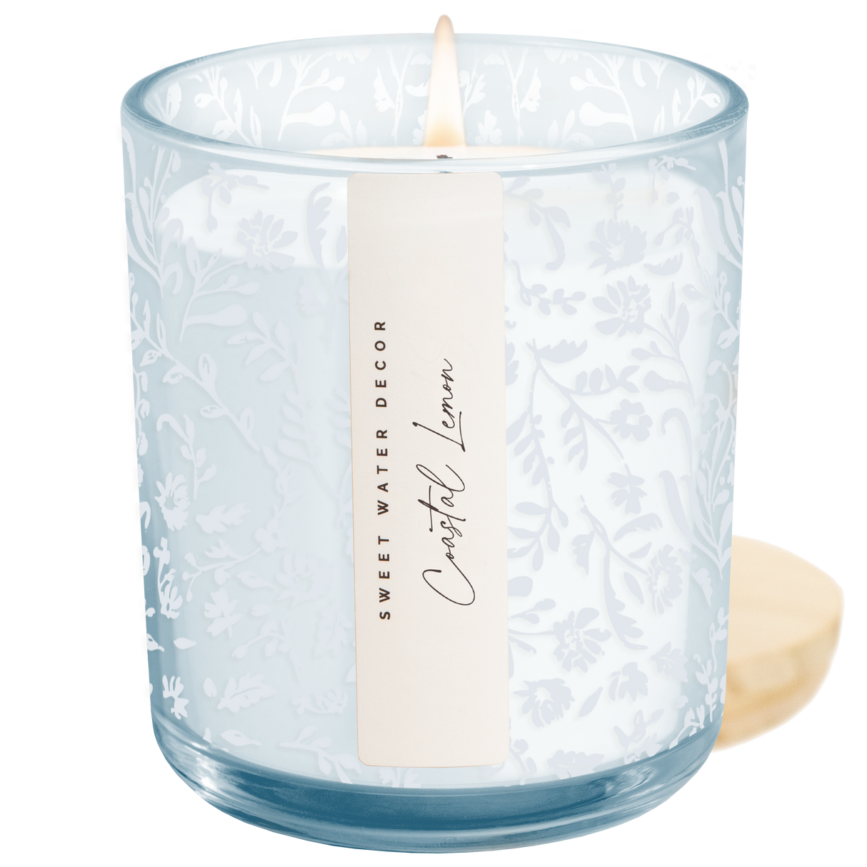 Coastal Lemon Soy Candle - Blue Tinted Glass Jar - 12 oz