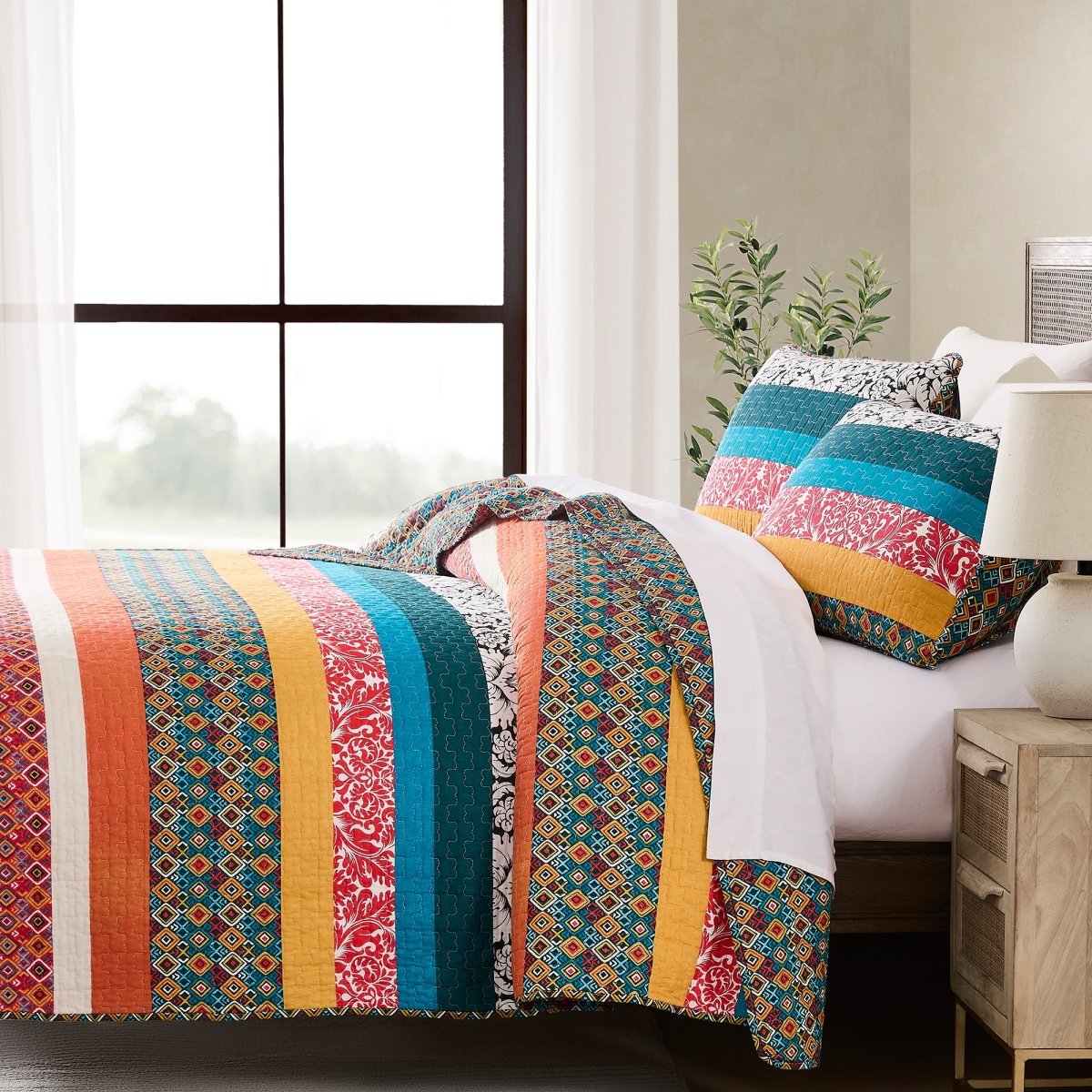 Boho Stripe Quilt Set