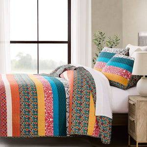 Boho Stripe 3-Piece Quilt Set