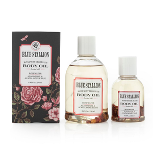 Blue Stallion Body Oil Choice of Scent 8.45 oz + Travel Size Duo