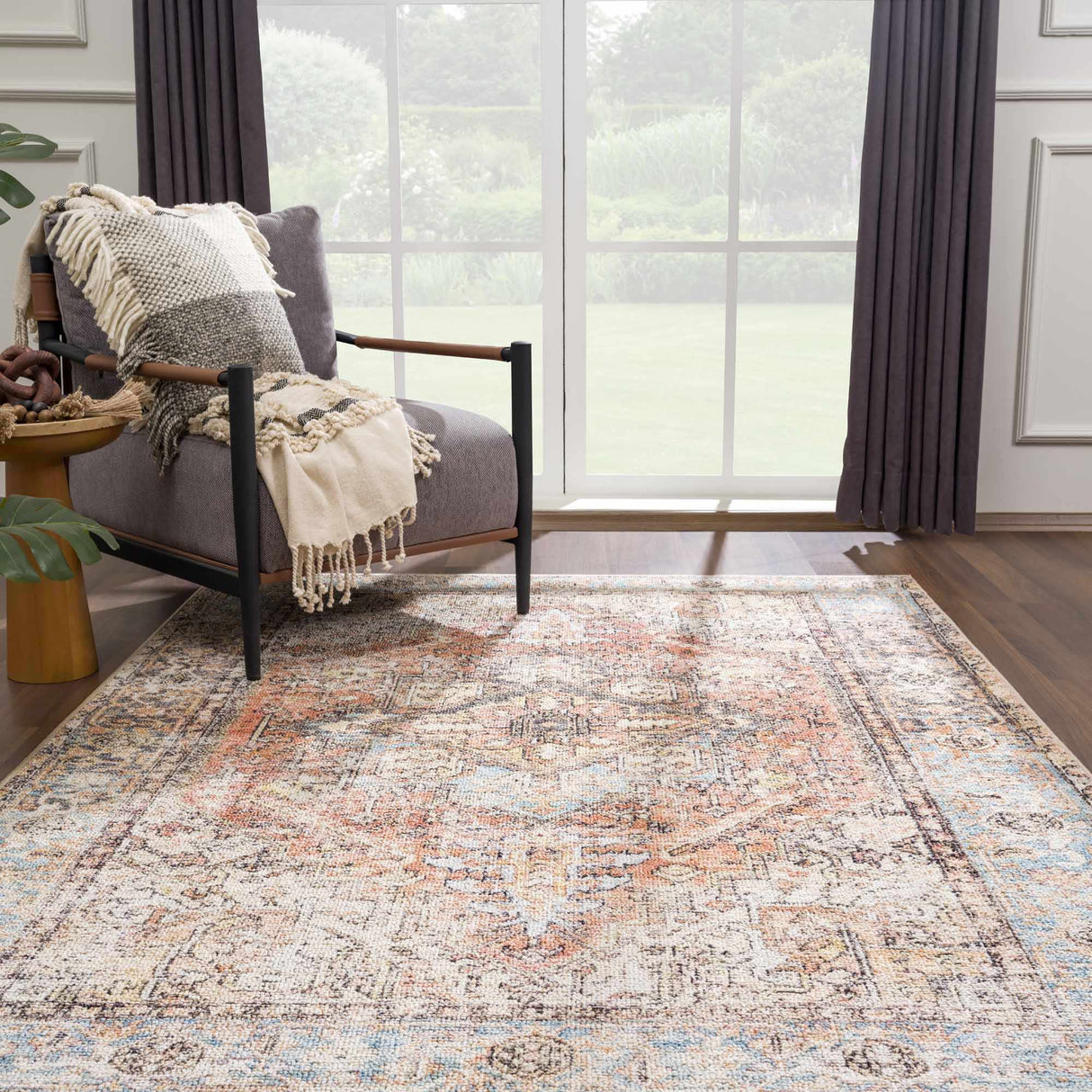 Beck Peach Washable Area Rug - Clearance