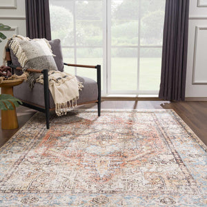 Beck Peach Washable Area Rug - Clearance