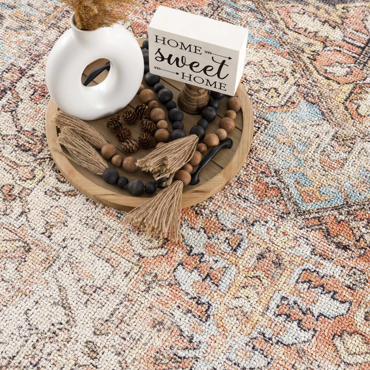 Beck Peach Washable Area Rug - Clearance