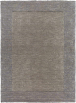 Bordered Solid Gray Wool Rug