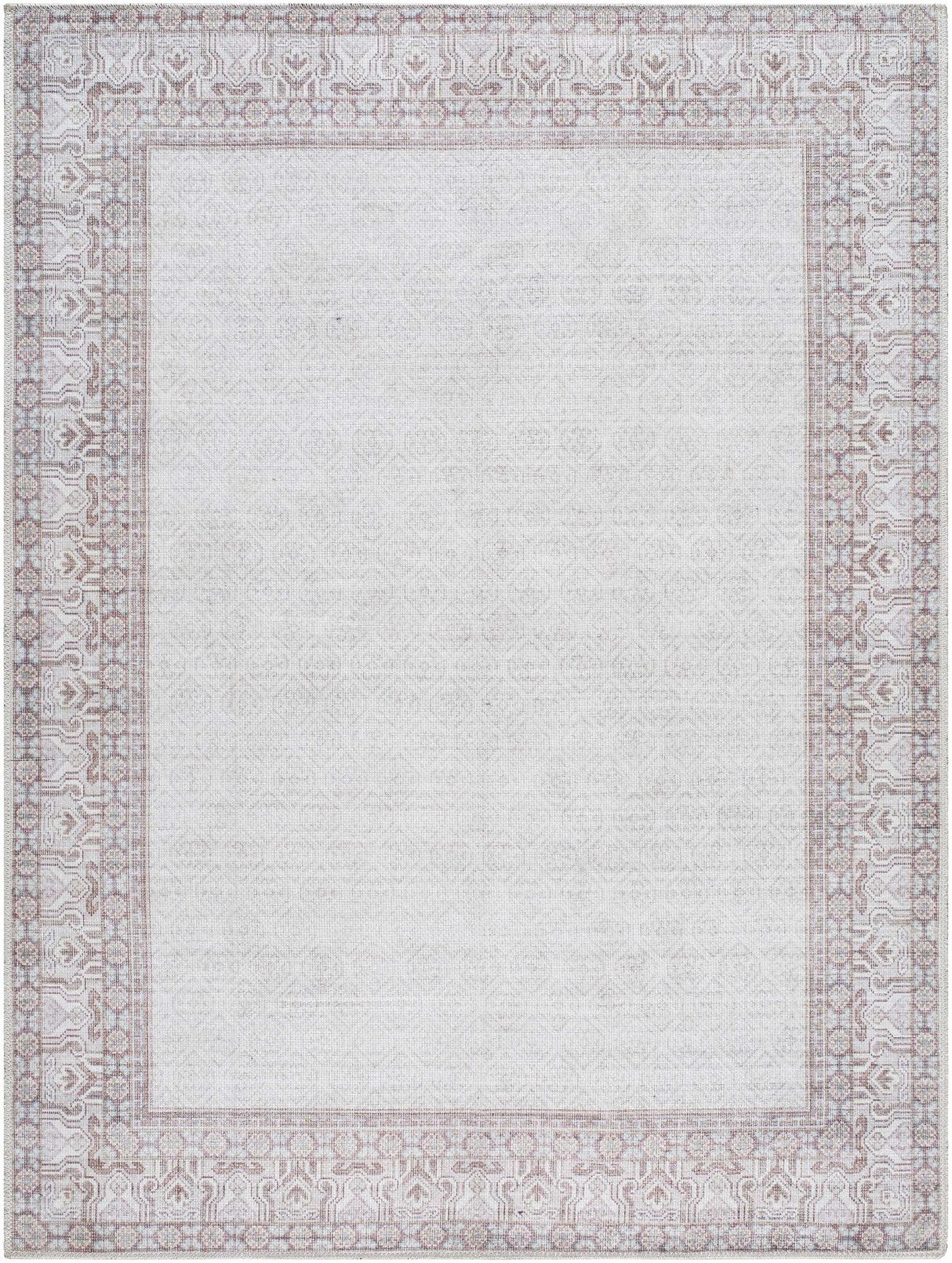 Rainier Cottage Border Brown Washable Rug | Our PNW Home X Livabliss