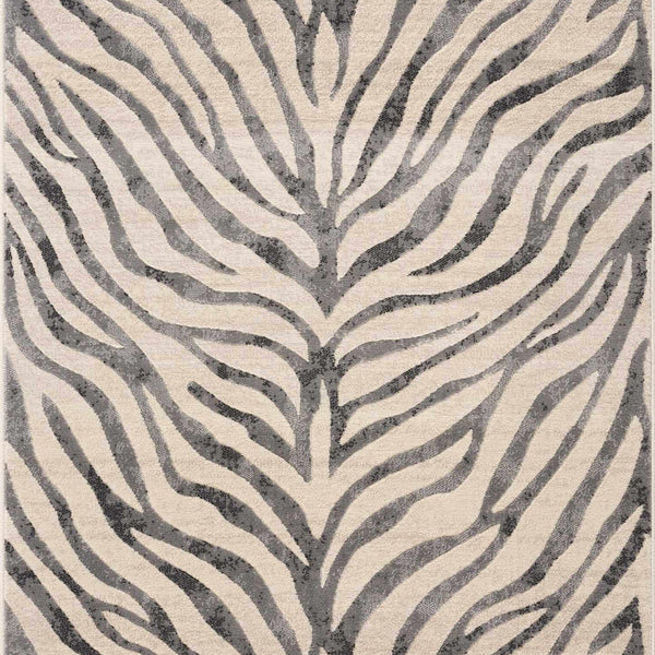 Gray Ecorse Zebra Print Area Rug