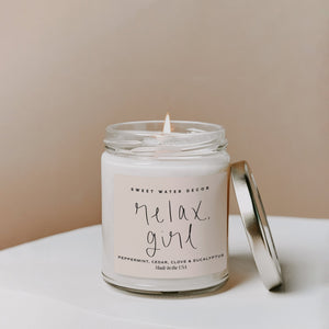 Relax, Girl Soy Candle - Clear Jar - 9 oz (Relaxation)