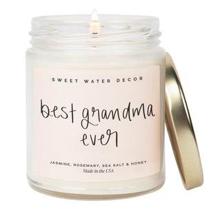 Best Grandma Ever Soy Candle - 9 oz Clear Jar Wildflowers and Salt