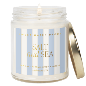 Salt and Sea Soy Patterned Candle – Clear Jar 9 oz