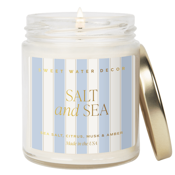 Salt and Sea Soy Patterned Candle – Clear Jar 9 oz