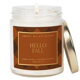Hello Fall Soy Candle - Patterned 9 oz - Clear Jar
