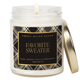 Favorite Sweater Soy Candle - Patterned 9 oz - Clear Jar (Cashmere and Vanilla)