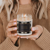 Favorite Sweater Soy Candle - Patterned 9 oz - Clear Jar (Cashmere and Vanilla)