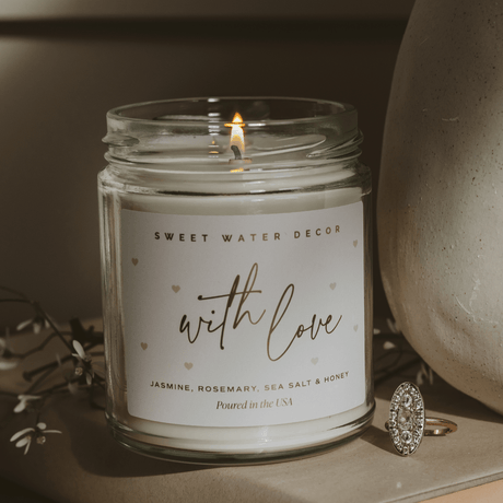 With Love Soy Patterned Candle - Clear Jar - 9 oz