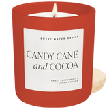 Candy Cane and Cocoa Soy Candle - Red Matte Jar - 15 oz (Hot Cocoa and Peppermint)